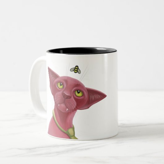 Tasse 2 Couleurs Chat rose (Devant gauche)