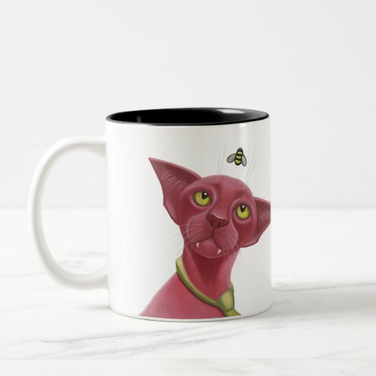 Tasse 2 Couleurs Chat rose (Gauche)