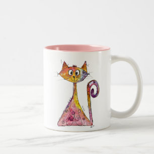 Tasse 2 Couleurs Chat rose blanc mignon