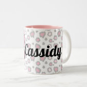 Tasse 2 Couleurs Chat rose Lettre monogramme C et nom Enfants (Devant droit)