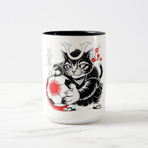 Tasse 2 Couleurs Chat Samouraï Mignon Cadeau de Football pour les F