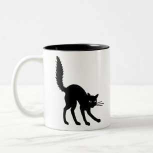 Tasse 2 Couleurs Chat Silhouette Halloween Chat Noir Peur En Colère