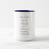 Tasse 2 Couleurs Chat souriant avec message (Centre)