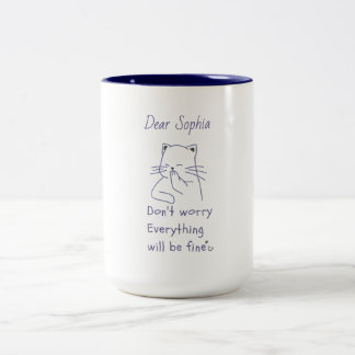 Tasse 2 Couleurs Chat souriant avec message