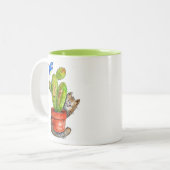 Tasse 2 Couleurs Chat sournois avec Cactus (Devant gauche)