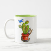 Tasse 2 Couleurs Chat sournois avec Cactus (Gauche)