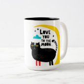 Tasse 2 Couleurs Chat sur la lune (Devant droit)