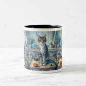 Tasse 2 Couleurs chat sur la table (Centre)