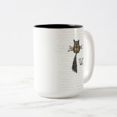Tasse 2 Couleurs Chat sur papier lin (Devant droit)