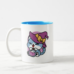 Tasse 2 Couleurs Chat Tabby Halloween – Chapeau de Sorcière & Art d