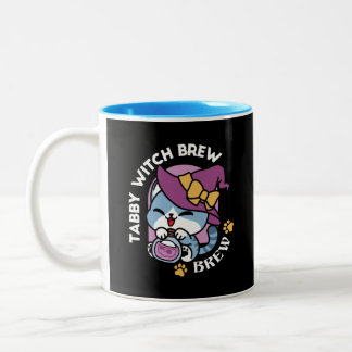 Tasse 2 Couleurs Chat Tabby Halloween – Chapeau de Sorcière & Art d
