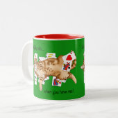 Tasse 2 Couleurs Chat tigré orange drôle jouant aux cartes de solit (Devant gauche)