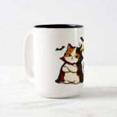 Tasse 2 Couleurs Chat Vampire Grincheux Halloween (Devant gauche)