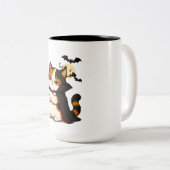 Tasse 2 Couleurs Chat Vampire Grincheux Halloween (Devant droit)