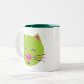 Tasse 2 Couleurs Chat vert dormant (Devant gauche)
