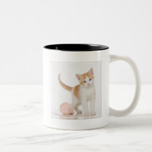 Tasse 2 Couleurs Chaton à côté de boule de ficelle