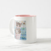 Tasse 2 Couleurs Chaton de Munchkin avec le joli ruban (Devant gauche)