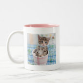 Tasse 2 Couleurs Chaton de Munchkin avec le joli ruban (Gauche)