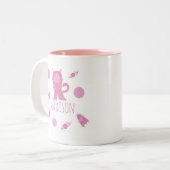 Tasse 2 Couleurs Chaton Rose Chat de l'Espace Nom (Devant gauche)