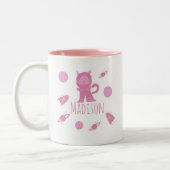 Tasse 2 Couleurs Chaton Rose Chat de l'Espace Nom (Gauche)