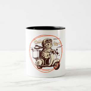 Tasse 2 Couleurs Chaton sur un scooter