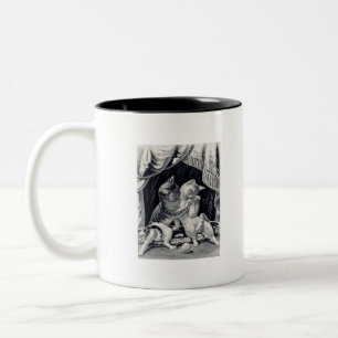Tasse 2 Couleurs Chatons amoureux Dessin vintage en noir et blanc