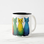 Tasse 2 Couleurs Chats arc-en-ciel mignons (Devant droit)