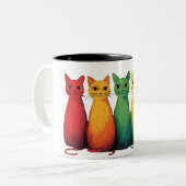 Tasse 2 Couleurs Chats arc-en-ciel mignons (Devant gauche)