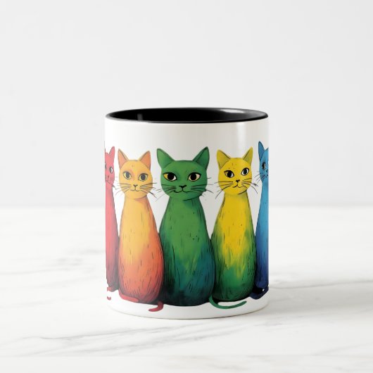 Tasse 2 Couleurs Chats arc-en-ciel mignons (Centre)