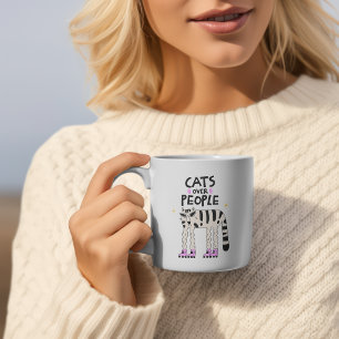 Tasse 2 Couleurs Chats avant les gens – Chat à patins à roulettes