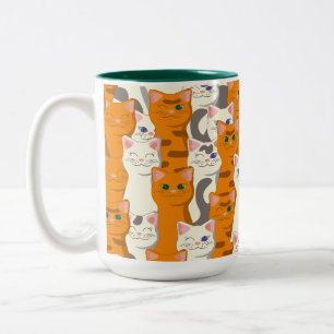 Tasse 2 Couleurs Chats blancs et gingembre motif yeux verts yeux bl