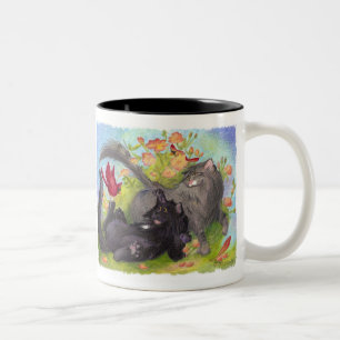 Tasse 2 Couleurs Chats, cardinaux et roses/tasse