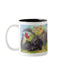 Chats, cardinaux et roses/tasse