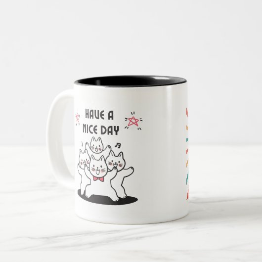 Tasse 2 Couleurs Chats de danse rose mignons (Devant gauche)