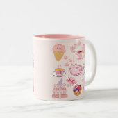 Tasse 2 Couleurs Chats de thé rose vif (Devant droit)