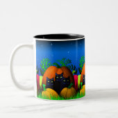Tasse 2 Couleurs Chats d'Halloween noirs avec de la boue Citrouille (Gauche)