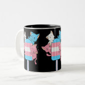 Tasse 2 Couleurs Chats Drapeaux Transgenre et un coquelicot (Devant gauche)
