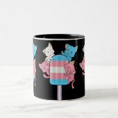 Tasse 2 Couleurs Chats Drapeaux Transgenre et un coquelicot (Centre)