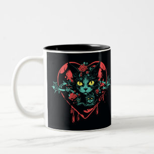 Tasse 2 Couleurs Chats Éffrayants Valentine et sang