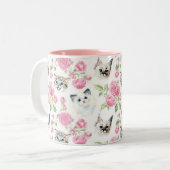 Tasse 2 Couleurs Chats et Roses (Devant gauche)