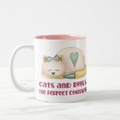 Tasse 2 Couleurs Chats et T-shirt mignons de livres (Gauche)