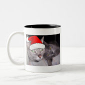 Tasse 2 Couleurs Chats gris bleu russe de Noël (Gauche)