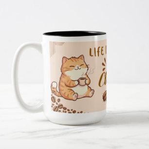 Tasse 2 Couleurs Chats Mignons La Vie Est Meilleure Après Le Café T