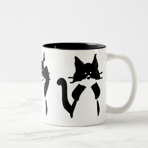 Tasse 2 Couleurs Chats noirs et blancs Trois sages chatons