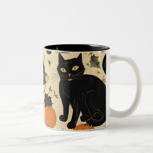 Tasse 2 Couleurs chats noirs halloween cadeaux d'horreur drôle boo (Droit)