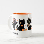 Tasse 2 Couleurs Chats noirs mignons Halloween (Devant gauche)