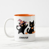 Tasse 2 Couleurs Chats noirs mignons Halloween (Gauche)