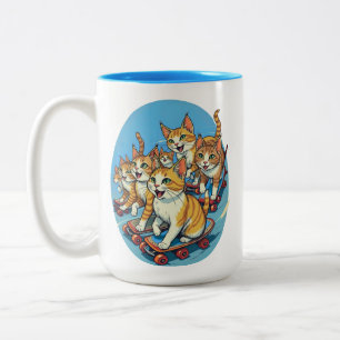 Tasse 2 Couleurs Chats planchistes en mouvement