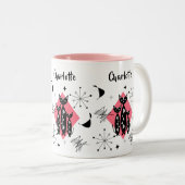 Tasse 2 Couleurs Chats Rétro Moderne Du Milieu Du Siècle Cute Perso (Devant droit)