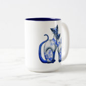 Tasse 2 Couleurs Chats siamois de saule bleu (Devant droit)